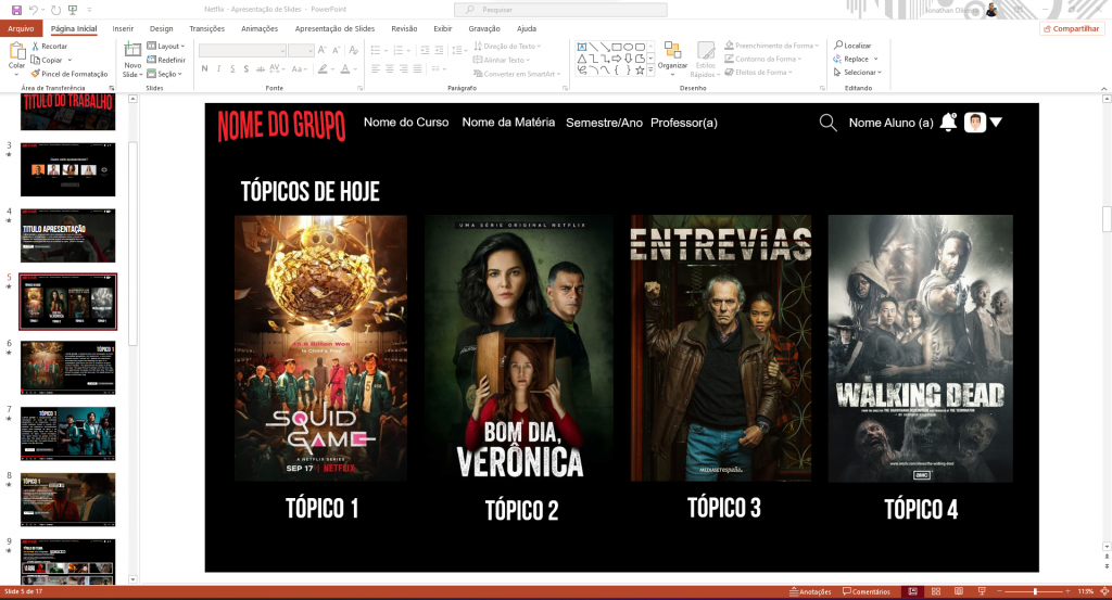 Apresentação de Slides Netflix - Tópicos